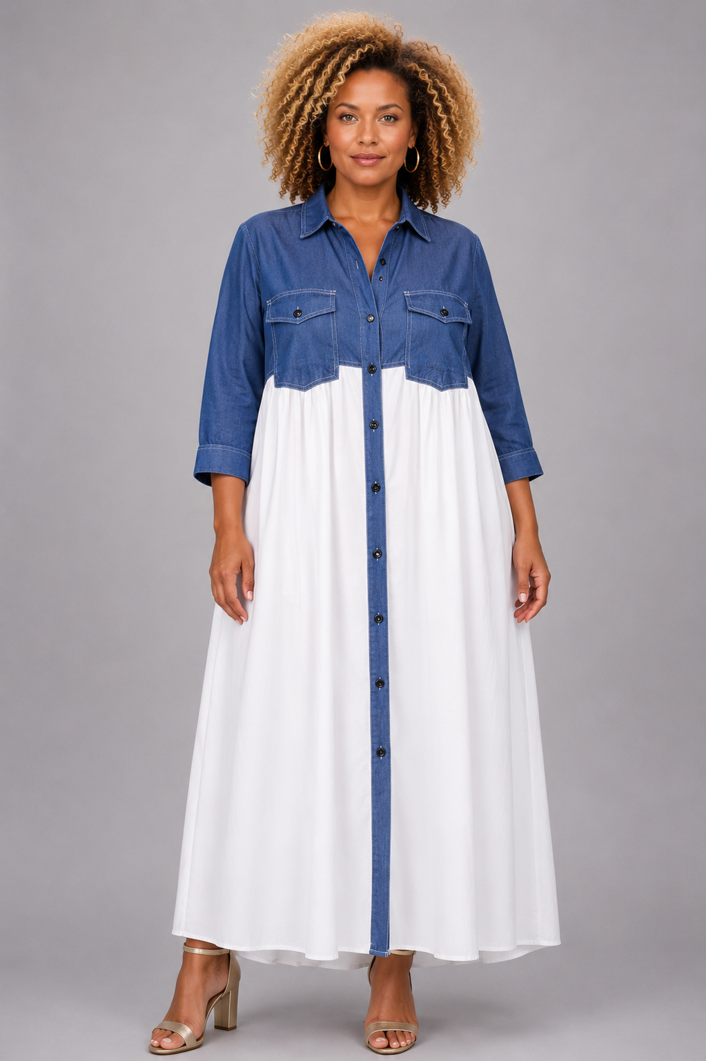 Robe chemisier bicolore - BETTY Robe chemisier bicolore - BETTY