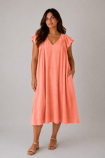 Robe corail ZOÉ - face