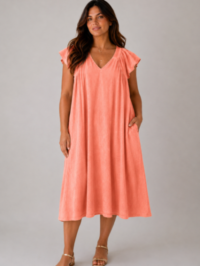 Robe corail ZOÉ - face