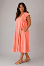Robe corail ZOÉ - profil