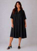 Robe midi noire Bali - face