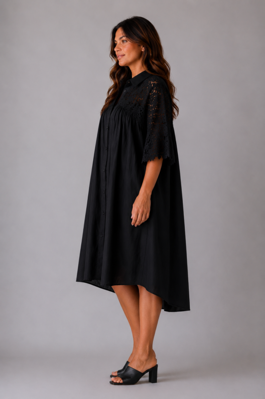 Robe midi noire Bali - profil