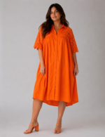 Robe midi orange Bali - face