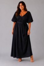 Robe noire AURORE - face