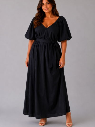 Robe noire AURORE - face