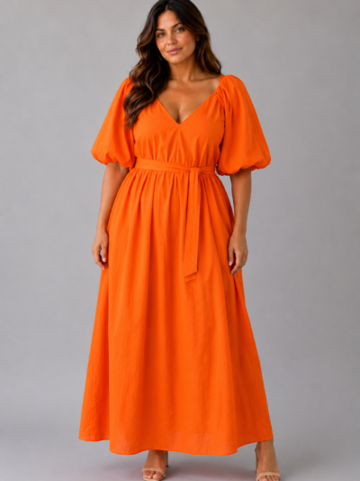 Robe orange AURORE - face