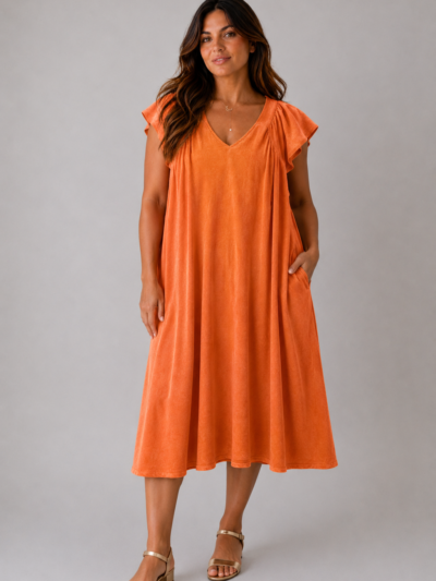 Robe orange ZOÉ - face