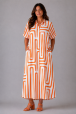 Robe rayures orange Alba - face