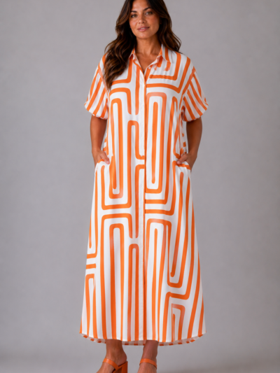 Robe rayures orange Alba - face