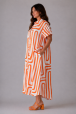 Robe rayures orange Alba - profil