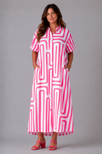 Robe rayures rose Alba - face
