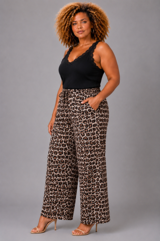 Pantalon gaze de coton léopard - ANASTASIA