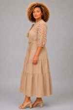 Robe broderie beige - FIDJI