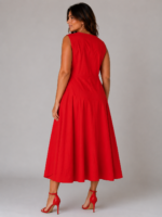 Robe coton fleur rouge - IRIS