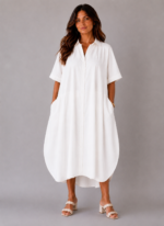 Robe coton col chemisier blanche - DORA