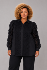 Chemise brodée en coton noire - ORNELLA