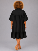 Robe chemise brodée noir - CINDY
