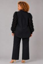 Chemise brodée en coton noire - ORNELLA
