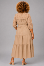 Robe broderie beige - FIDJI