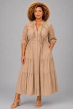 Robe broderie beige - FIDJI