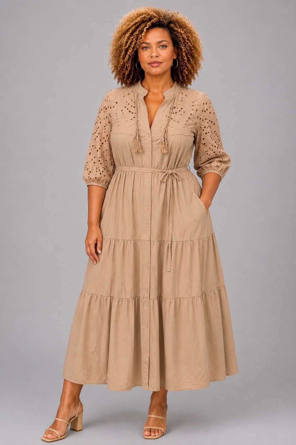 Robe broderie beige - FIDJI Robe broderie beige - FIDJI