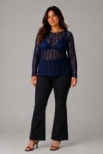 Top dentelle bleu marine - JESSICA