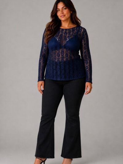 Top dentelle bleu marine - JESSICA