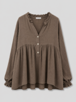 Blouse volantée choco - CONSTANCE