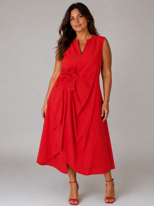 Robe coton fleur rouge - IRIS