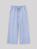 Pantalon gaze de coton à rayures bleu - ELEONORE