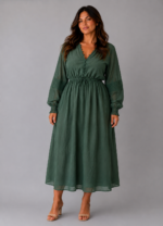 Robe fluide ceinturée verte - AMBRE