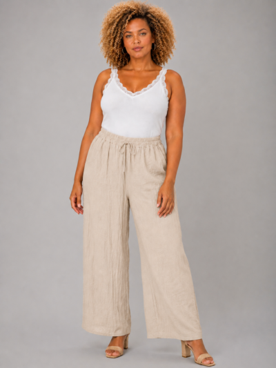 Pantalon fluide beige - CONSTANCE
