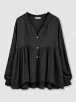 Blouse volantée noire - CONSTANCE