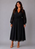 Robe fluide ceinturée noire - AMBRE