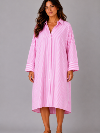 Robe à rayure rose - MARINA