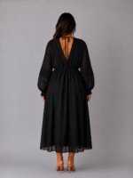 Robe fluide ceinturée noire - AMBRE