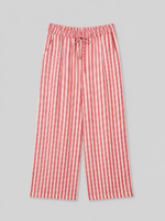 Pantalon gaze de coton à rayures rouge - ELEONORE