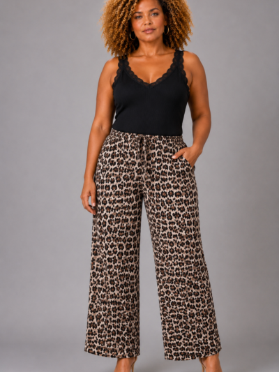 Pantalon gaze de coton léopard - ANASTASIA