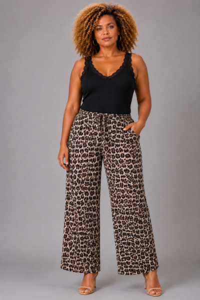 Pantalon gaze de coton léopard - ANASTASIA