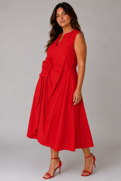 Robe coton fleur rouge - IRIS
