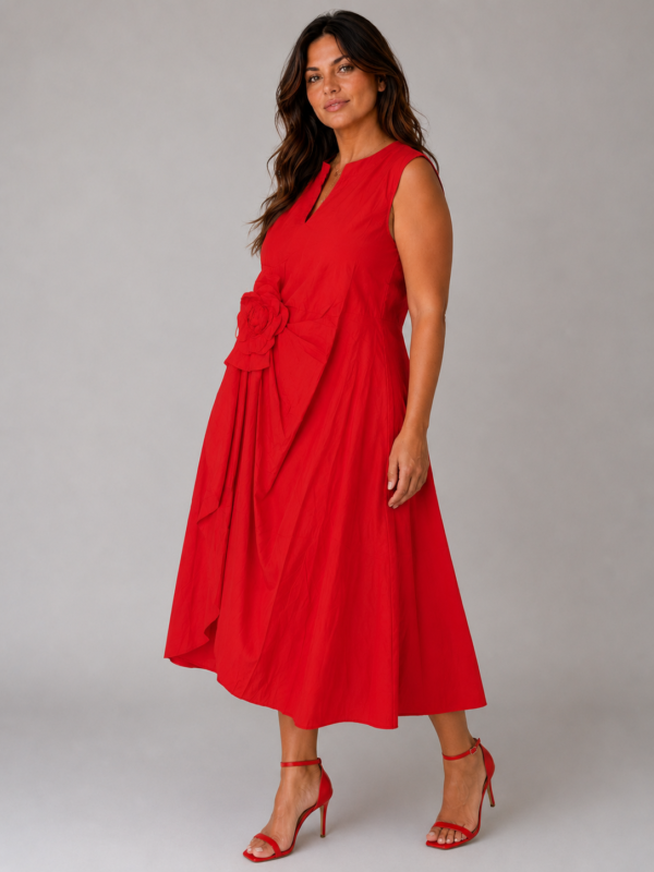 Robe coton fleur rouge - IRIS