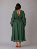 Robe fluide ceinturée verte - AMBRE