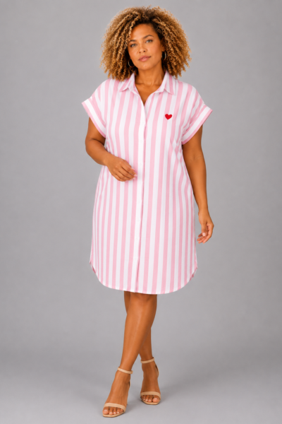 Robe chemise cœur rose - AÏDA