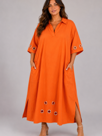 Robe avec œillets orange - MADDY
