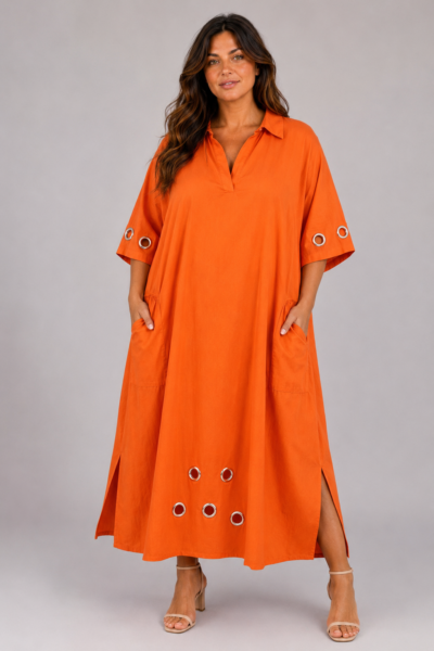 Robe avec œillets orange - MADDY