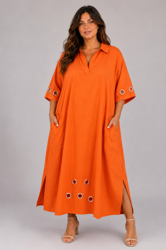 Robe avec œillets orange - MADDY
