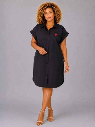 Robe chemise cœur noire - AÏDA