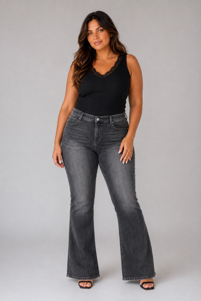 Jean flare gris - ROMANE