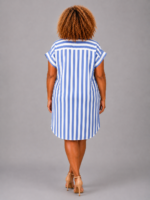 Robe chemise cœur bleue - AÏDA